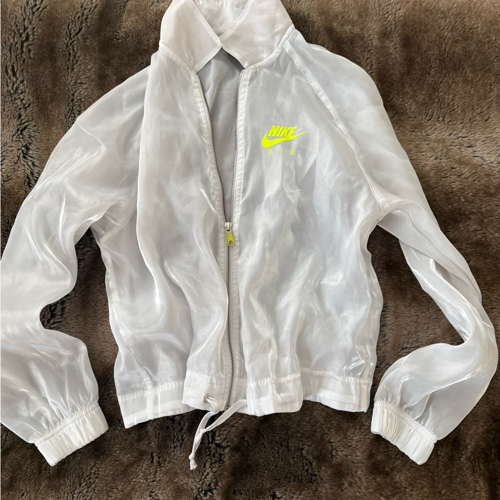 Nike White Sheer Jacket with Neon Accents